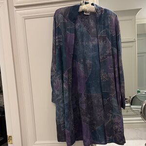 Abstract Patterned Blue and Purple Women's Hand-Made Jacket